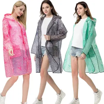 

Adult Floral Print Waterproof Hooded Long Sleeve Hiking Climbing Raincoat Poncho