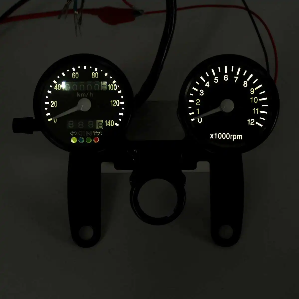 12V мотоциклов двойного датчика 13000 RPM тахометр км/ч спидометр одометр спидометр измерительные приборы с светодиодный Подсветка сигнальных огней