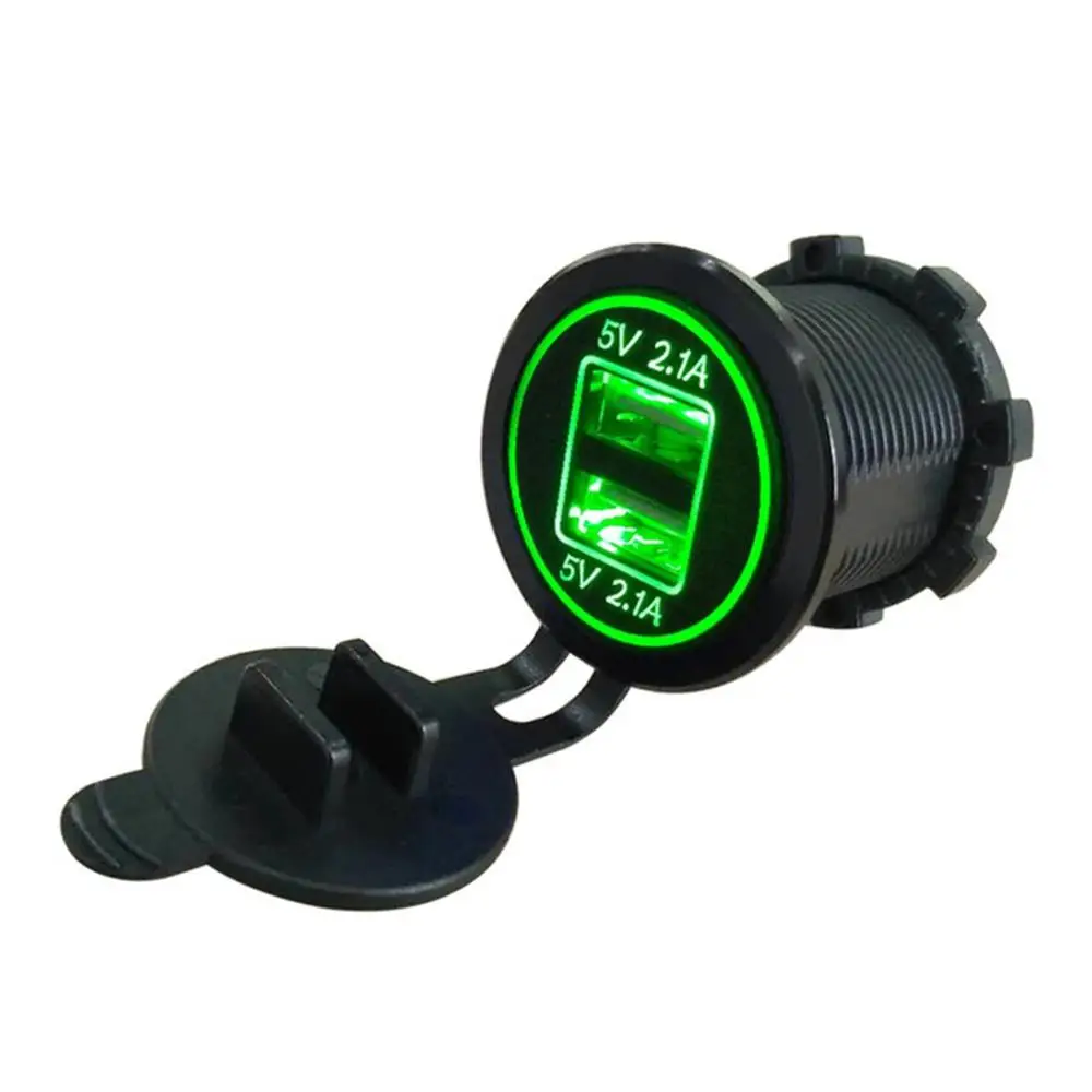 2 USB Автомобильное зарядное устройство для мотоцикла авто, грузовик, лодка светодиодный автомобиль 4.2A двойной USB разъем 12-24 В Авто usb зарядное устройство адаптер питания - Цвет: Зеленый