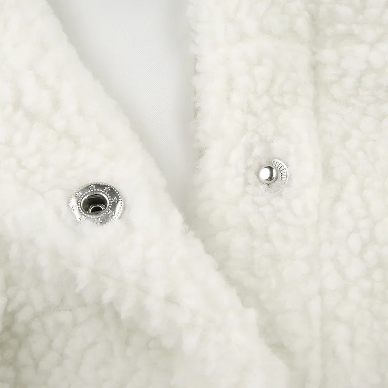 BOOFEENAA зимнее пальто с мишкой Тедди, Женская шерстяная куртка, милые повседневные пальто и куртки, модная флисовая верхняя одежда из овечьей шерсти C67AG17