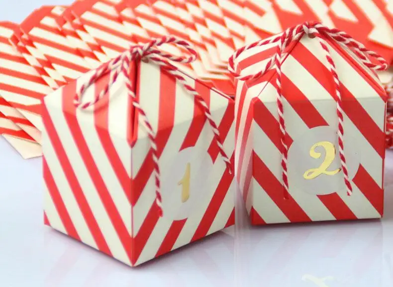 

NEW Red Stripe Candy Box Wedding Favors Supplies Baby Shown Birthday Party Event Gift Packing Boxes Bag 5.5X5.5X7.5cm