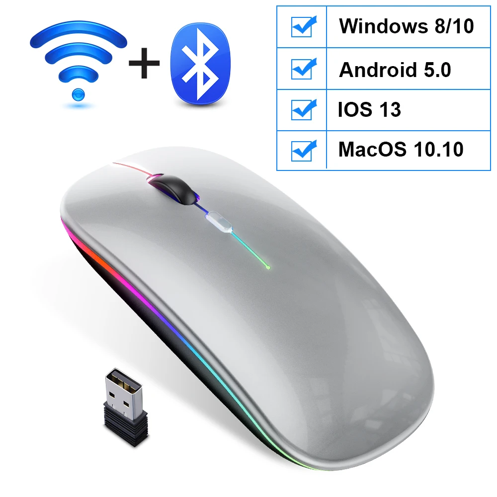 Rechargeable Wireless Mouse Computer Bluetooth Mouse Ergonomic Usb Mouse Silent Mause With Backlight RGB Mice For Laptop PC ipad wired computer mouse Mice