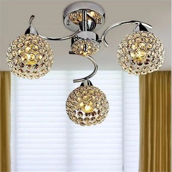 

Nordic Modern Iron Crystal Ceiling Lamps LED Lamps Living Room Ceiling Lights 3 Light Sources Lustre Ceiling Lighting Fixtures