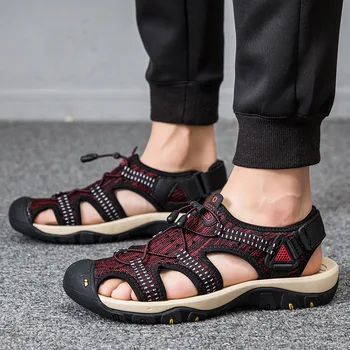 

Sandals Men Soft-Sole Closed-toe Masculina Sandalias Hombre Summer Breathable Mesh Casual Sandalias