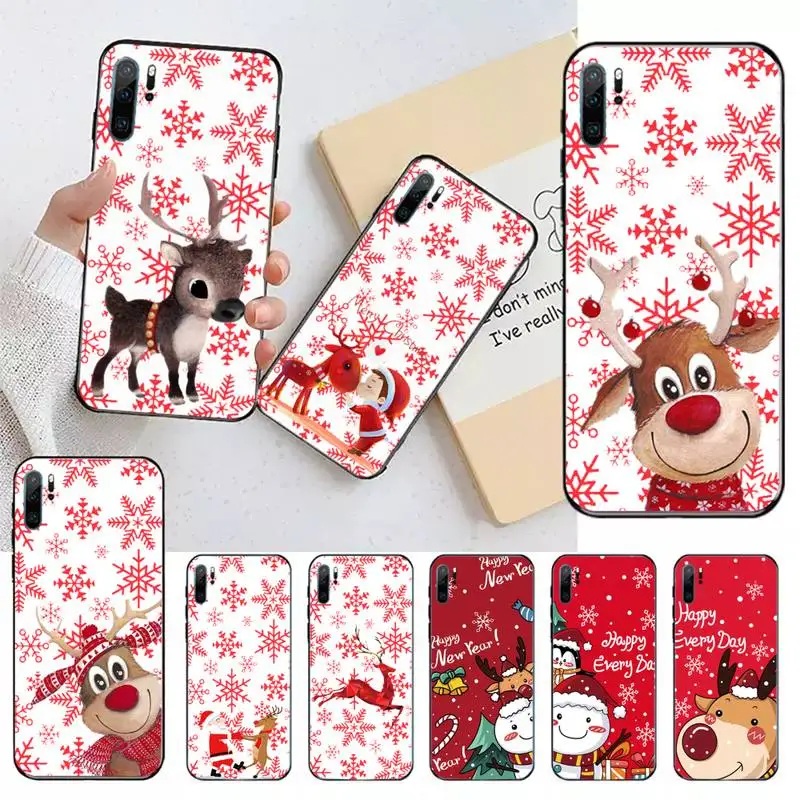 

Cute christmas Deer elk snowflake Santa Claus Phone Case For Huawei honor Mate P 9 10 20 30 40 Pro 10i 7 8 a x Lite nova 5t