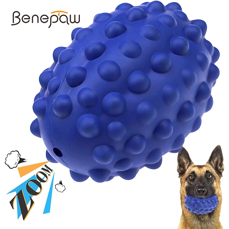 Benepaw Bite-resistant Dog Chew Toys For Aggressive Chewer Natural Rubber Squeaker Pet Ball For Medium Large Dog Puppy Teething