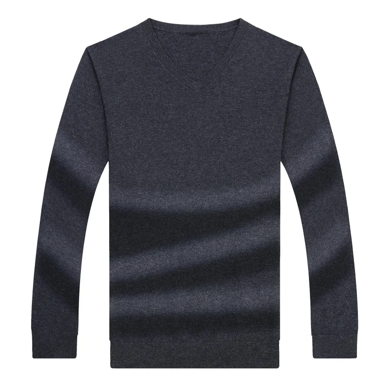 Размер 8XL 7XL 6XL шерстяной мужской свитер мужской s v-образный вырез трикотажные теплые свитера длинный рукав Свободные деловые мужские кашемировые пуловеры - Цвет: Темно-серый