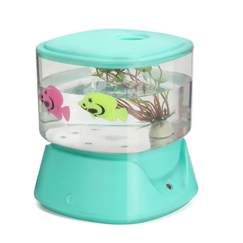 

Creative Fish Tank Humidifier Household Mini USB Ultrasonic Air Humidifier Beautiful Night Light DC5V Aroma Oil Diffuser