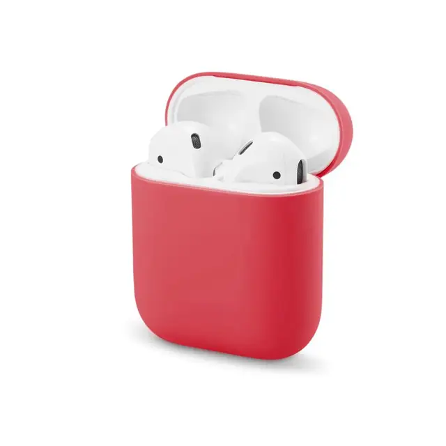 Soft Silicone Cases For Apple Airpods 1/2 Protective Bluetooth Wireless Earphone Cover For Apple Air Pods Charging Box Bags red