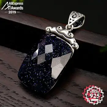 

NOT FAKE Poland S925 Fine Antique shop store Sapphire Pendant Women Chinatown art handicraft Artisan Antique Lazuli Blue India