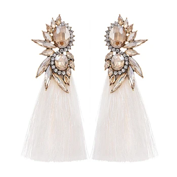 

ZHINI 2020 New Bohemia Tassel Earrings for Women Luxury Simple ZIrcon Crystal Drop Dangle Earring Statement Jewelry Brincos