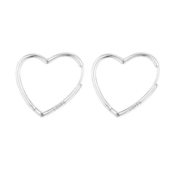 

Large Size Love Heart Hoop Earrings Valentine Day 925 Sterling Silver Earrings for Women Charm Jewelry Loved Female Earrings