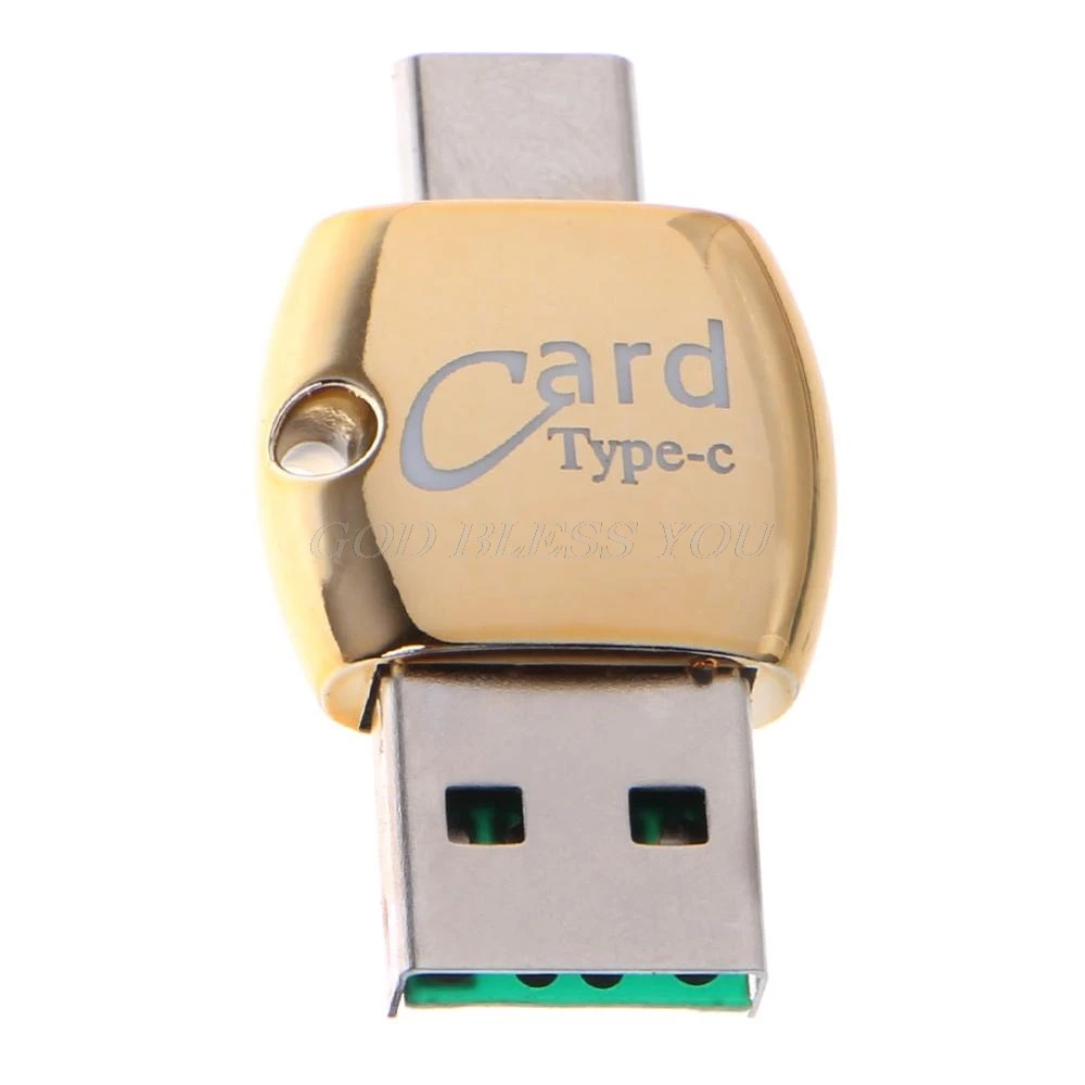Настольный ПК Аксессуары считыватель карт OTG Тип C до USB 3,1 Micro SD TF Card Reader Адаптер для Android телефон - Цвет: Золотой