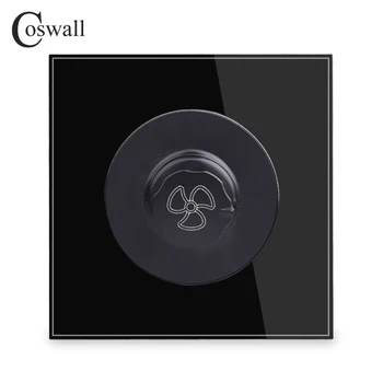 

COSWALL Fan Controller Regulator Luxury Crystal Glass Panel On / Off Wall Switch 16A 0~450W AC 220V R11 Series