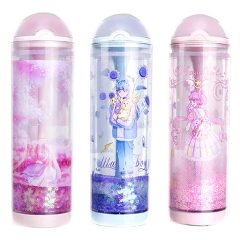 

Kawaii Tumbler Quicksand Lifting Standing Pencil Box Case Large Capacity Pen Holder School Office Supplies