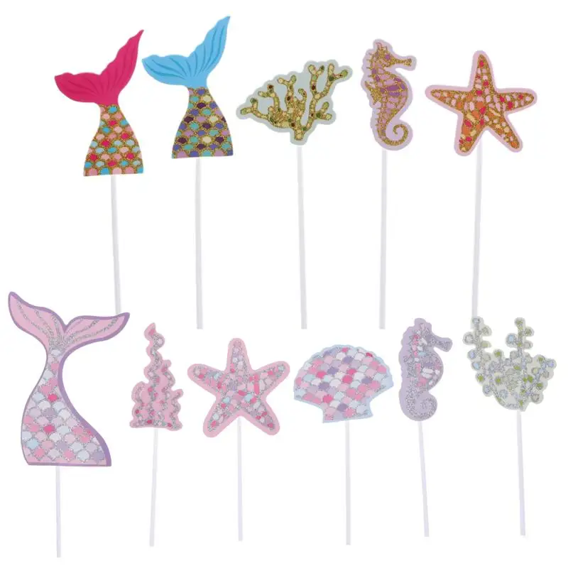 

22pcs Cake Topper Mermaid Safe Durable Sea Star Ocean Theme Decorative Cake Topper Cake Picks for Cake Cupcake Dessert