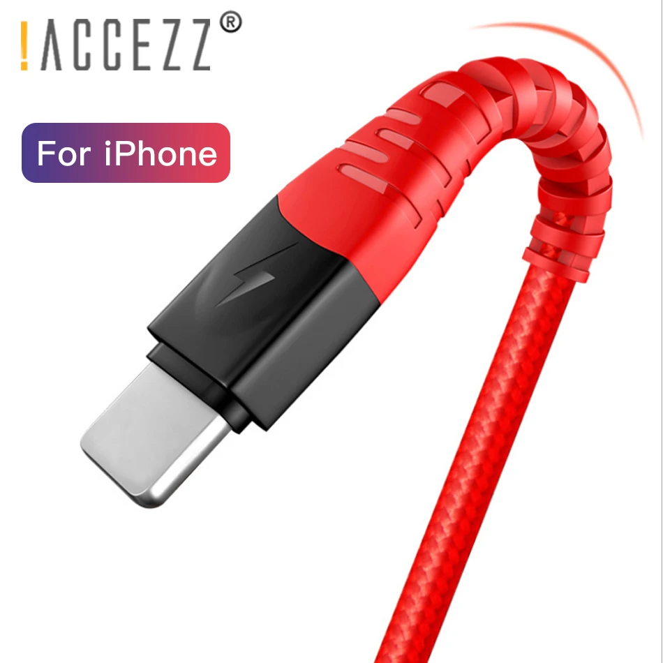 ! ACCEZZ 2A Lighting Cable для iPhone XR X XS 7 8 6s USB зарядное устройство 1 м/2 м высокопрочный быстрая