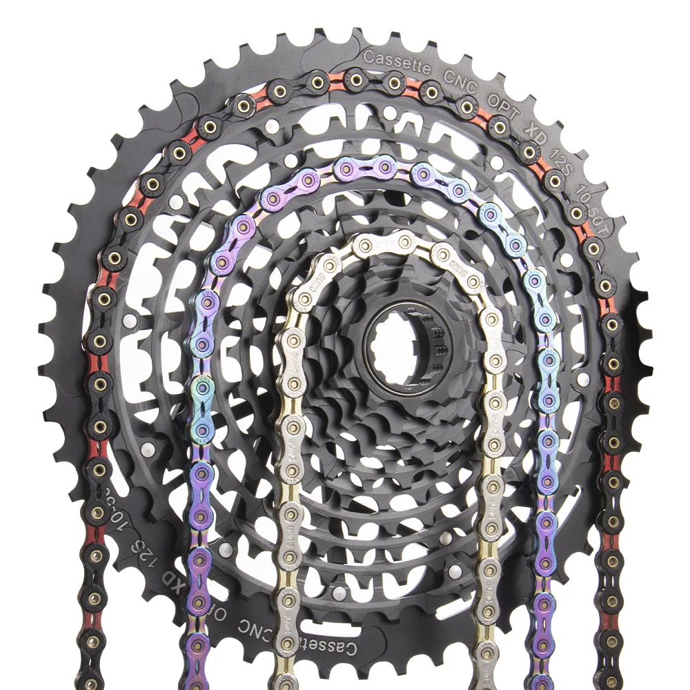 SUMC-Cadena ultraligera para bicicleta de montaña, accesorio de 8V, 9V, 10V, 11V, 13V, 12 Velocidades, medio hueco, 116, 126 eslabones