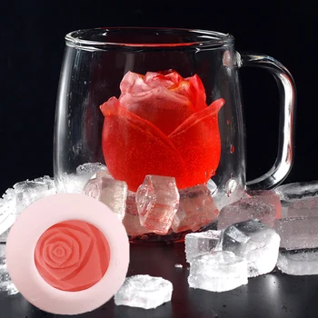 

Ice Cube Form Silicone Rose Shape Icecream Mold 3D Big Freezer Ice Cream Ball Maker Reusable Whiskey Cocktail Mould Bar Tools