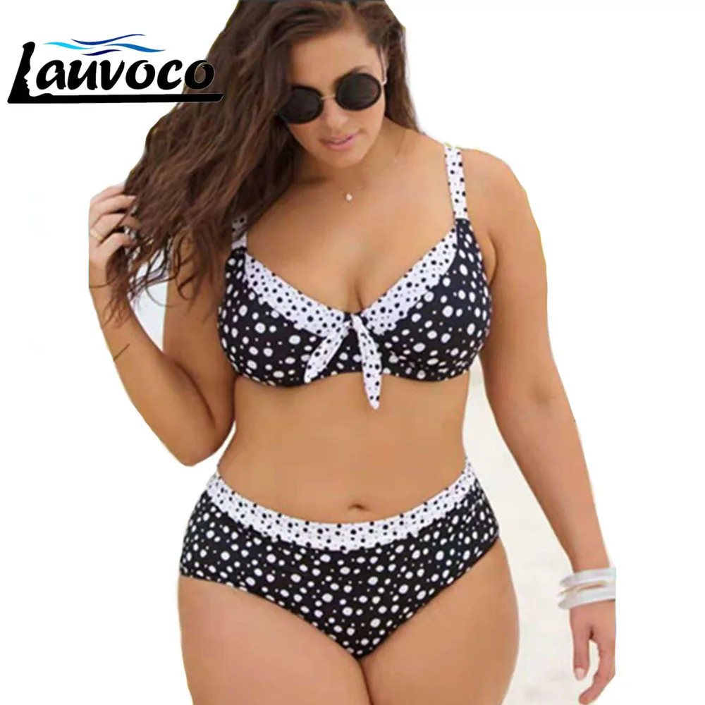 

Dotted Big Cups Bikini XXXXL Large Size Swimsuit Bikini Set High Waist Swimwear Women Two Pieces Swimming Suit Maillot De Bain