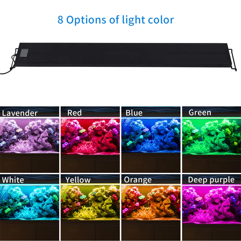 

8 Colors Auto On Off LED Aquarium Light Full Spectrum Light Fixture for Freshwater Planted Tank Build in Timer Sunrise Sunset