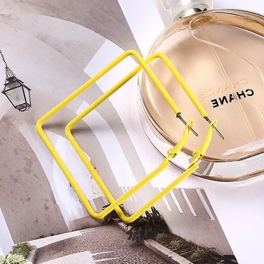 EQ811 Yellow Горячая Распродажа, новые Разноцветные серьги-кольца 6 см для женщин, вечерние ювелирные изделия для дискотеки - Окраска металла: EQ811 Yellow