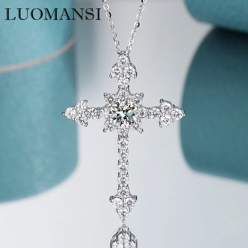Ожерелье с муассанитом Luomansi 0 5/1CT D цвета ювелирное изделие из серебра пробы