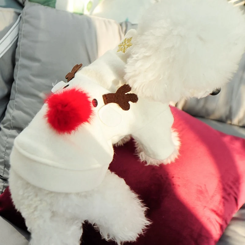 Одежда для домашних животных; Цвет белый; сезон осень-зима; 2 ноги; праздничная одежда; нарядная одежда; Рождественский карнавальный костюм; Одежда для собак и оленей