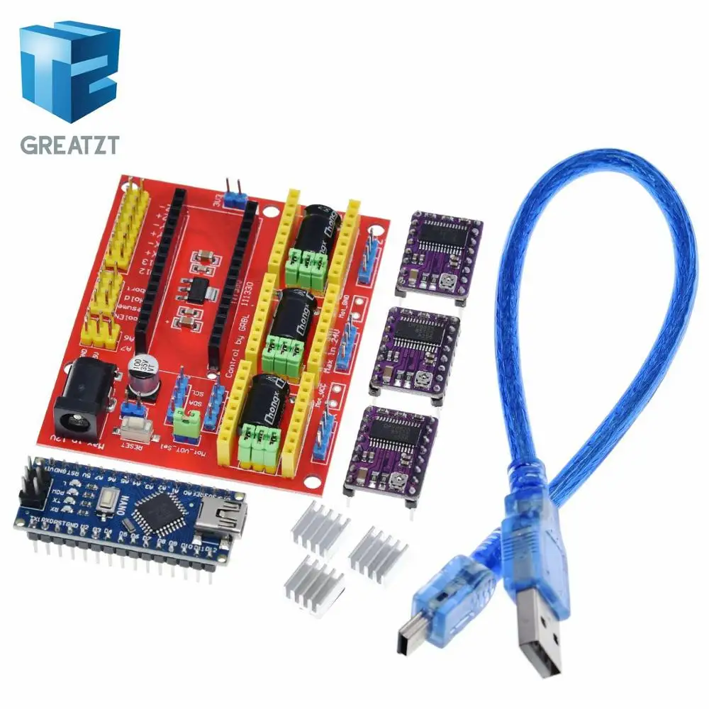 GREATZT 1 комплект 3DV4 CNC Щит V4 + Nano 3 0 шт. DRV8825 Reprap шаговый набор драйверов для