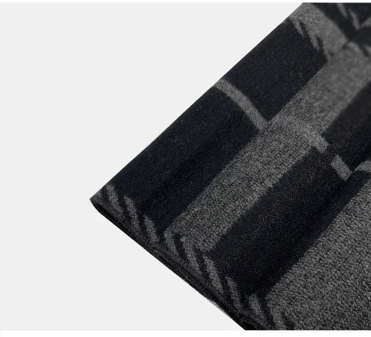 Dropshipping Winter Cashmere Scarf for Men Russian Warm Shawl Scarves Luxury Brand Plaid Stripe Tassel Gray Blanket Scarf Stoles