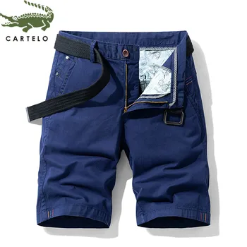 

CARTELO shorts men comfortable cotton breathable straight men casual shorts new solid color шорты