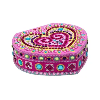 

Heart-shaped Rhinestone painting Jewelry Box Necklace Earring Organizer Case
