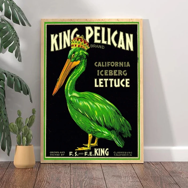 Постер King Pelican с изображением еды и напитков художественные принты зеленый