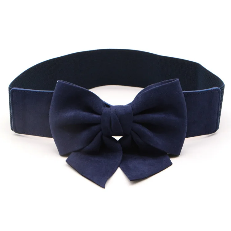 blue WKOUD EAM, новинка, Модный женский пояс для осени и зимы, корейский стиль, эластичный бандаж, повседневный пояс с бантом, женский пояс ZJ927 - Цвет: blue