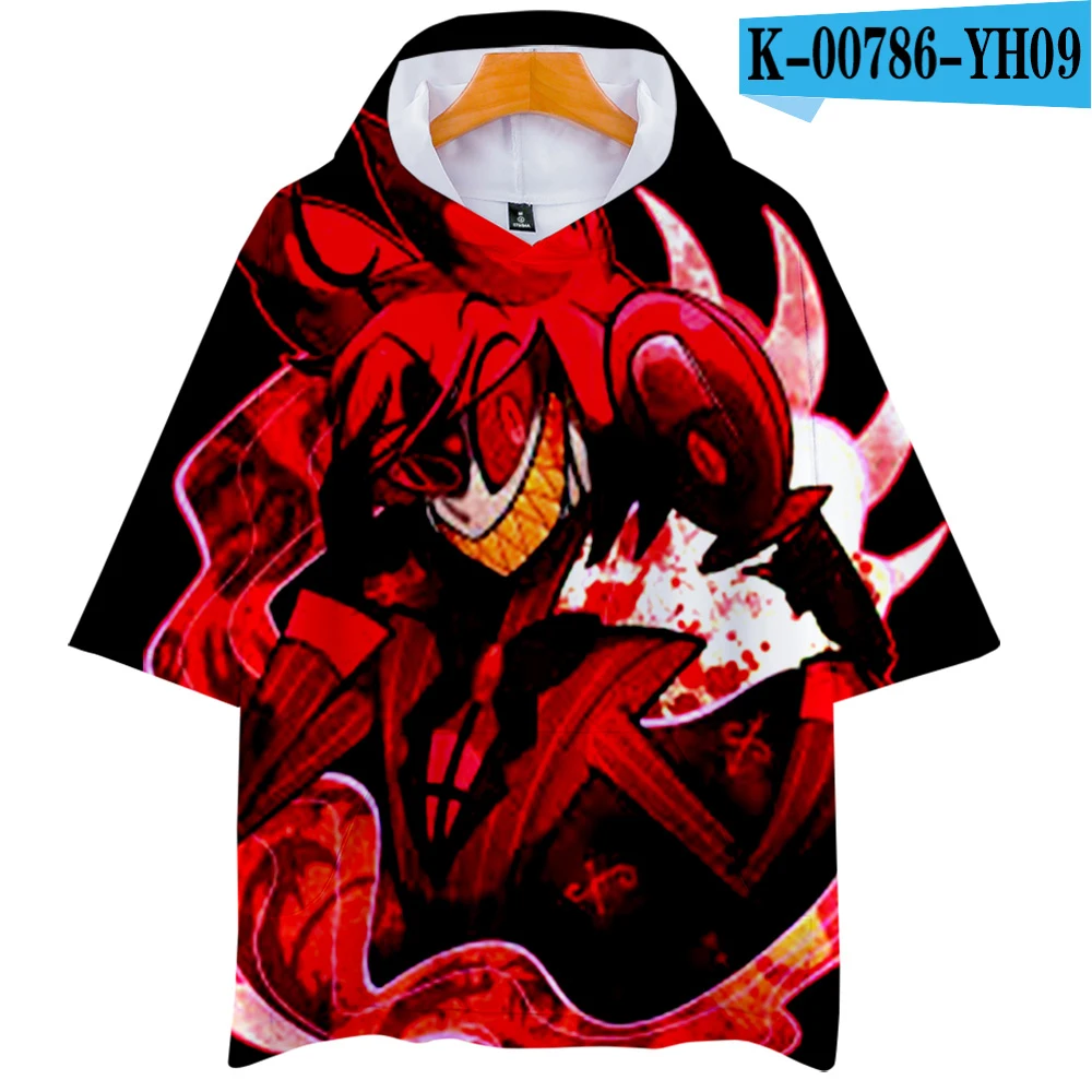 Отель Hazbin 3D печатных с капюшоном футболки модные женские/мужские модные летние футболки горячая Распродажа модная уличная одежда - Цвет: Серый
