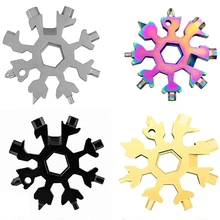 Mini clé de poche 18 en 1, outil multifonction Portable flocon de neige, clé hexagonale ouvre bouteille, tournevis Phillips plat, Kit de porte clés