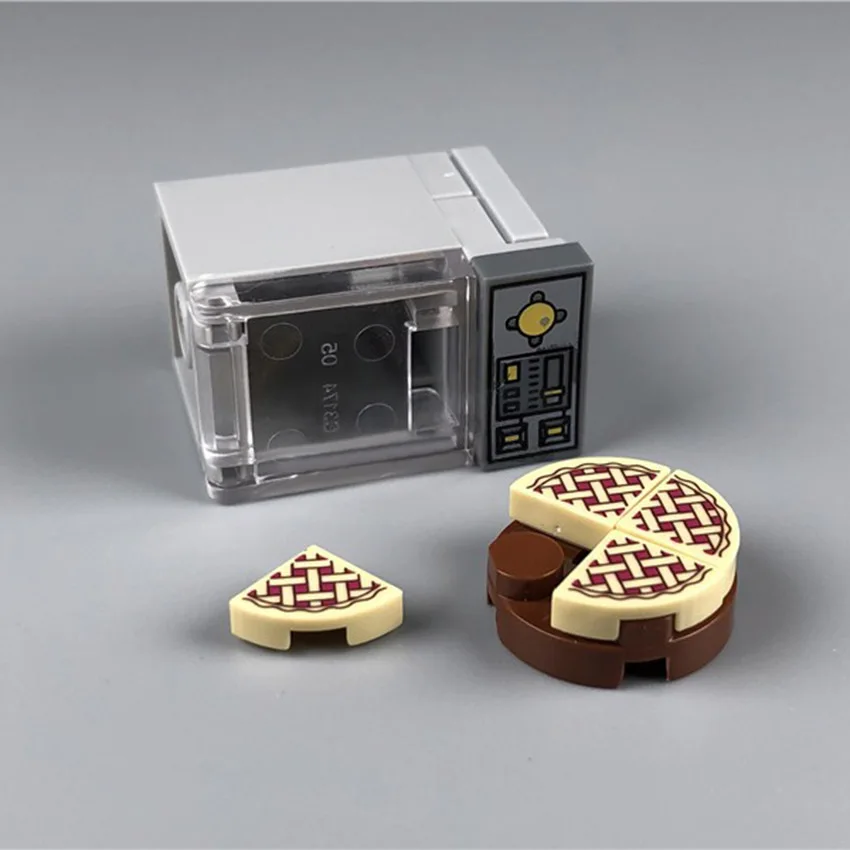 Legoinglys Scene Toy Block Microwave Table Turkey Pizza Building Blocks Party Halloween MOC Accessories Bricks DIY Kits Toys  (2)