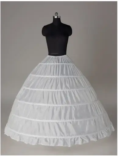 Белые Свадебные аксессуары бальное платье слои Тюль подъюбник кринолин Cancan юбка талия регулируемый - Цвет: 6 hoops