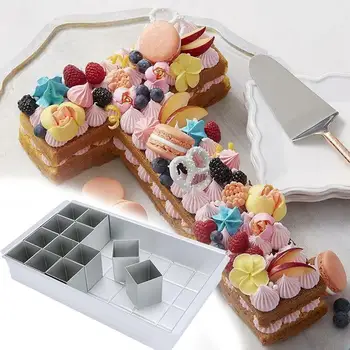 

Rectangular Cake Mould Aluminum Alloy Baking Tray Bakeware Letter Number Cake Mould Adjustable Bread Mold Bakery Bakin