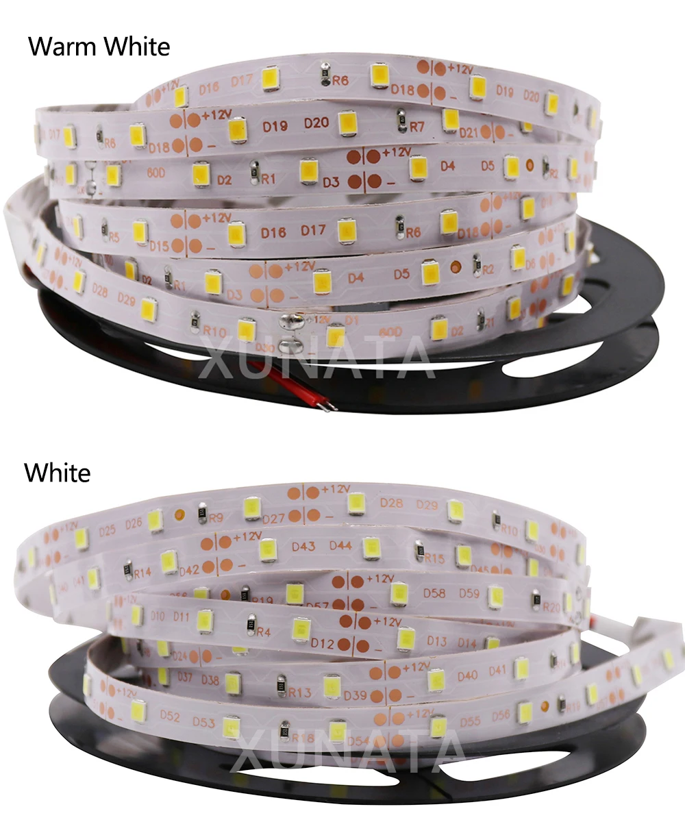 5m AC/DC 12V Светодиодные ленты SMD 2835 5054 5630 5050 Водонепроницаемый светодиодный светильник полосы 600 светодиодный 1200 светодиодный гибкий светодиодный лента светильник белый/теплый белый