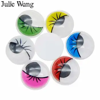 

Julie Wang 50PCS 10-20mm Self-adhesive Dolls Eye Eyelash Random Mixed Colorful Eyelid Plastic Googly Eyes Toy Making Accessory