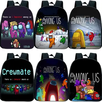 

12 Inch Among Us Kindergarten Backpack Boys Girls School Bag Preschool Bookbag Children Among Us Rucksack Students Knapsack