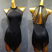 Best Offers Latin Dance Dress Adults Black Open Back Tassels Sleeveless Competition Dresses Samba Dancing Costumes Clothes Stage Wear Best Offers Latin Dance Dress Adults Black Open Back Tassels Sleeveless Competition Dresses Samba Dancing Costumes Clothes Stage Wear
