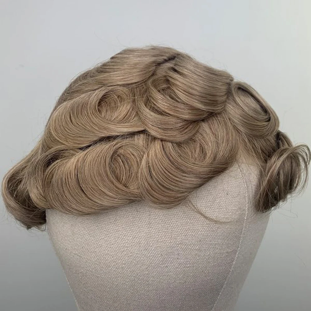 US $181.76 BYMC Black And Blonde Indian Human Hair PU Thin Toupee Real Human Hair Pieces Natural Hairline Virgin Hair Replacement System