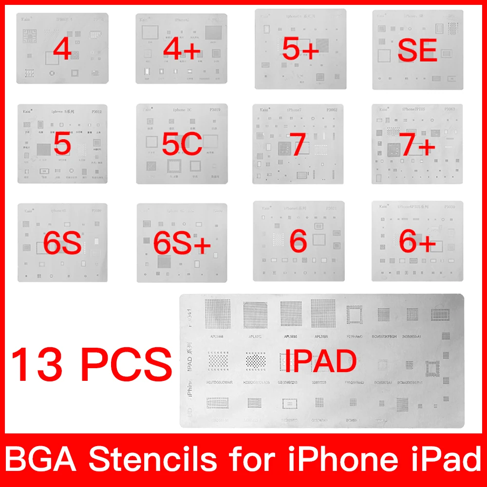 19 шт. полный набор IC чип наборы трафаретов для пайки BGA для iPhone XS MAX XR 8p 7 6s 6 SE 5S 5C 5 4S iPad высокое качество