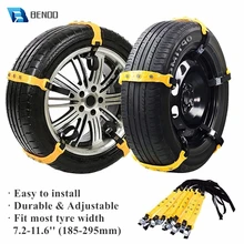 BENOO 5/10 Packs Anti Skid Anti Slip Emergency Car Snow Tire Chains Portable Emergency Traction Snow Mud Chains for SUV and Cars