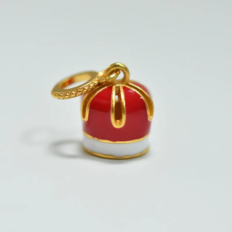 gold red white OMHXZJ CA332 Европейская мода для женщин и мужчин подарок на день рождения и свадьбу корона шляпа DIY аксессуары 24 К золотой кулон Шарм - Цвет камня: gold red white