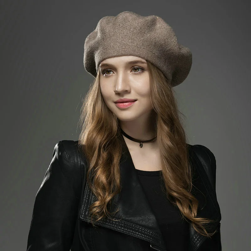 

Elegant Lady Women Bonnet Cap Solid Color Wool Felt Berets Winter Spring French Classic Wool Hat Comfortable Walking Cap