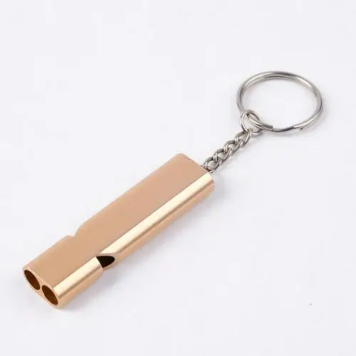 Dual-Tube Outdoor Survival Survival Whistle Equipment,Keychain Pendant Whistle Flat Aluminum Alloy Dual Frequency Survival Whistle