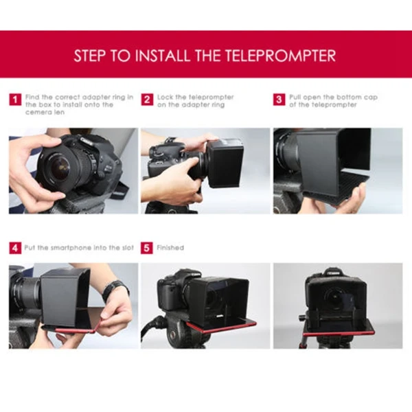  Smartphone Teleprompter with Adapter Ring Remote Controller for Interview Speech Video Teaching Sui